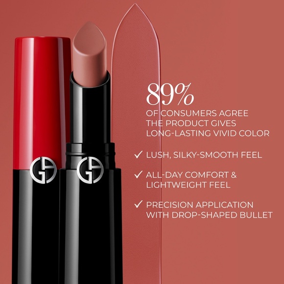 NEW Giorgio Armani Lip Power Long Lasting Lipstick - 202 Grazia brown rose - Picture 3 of 5